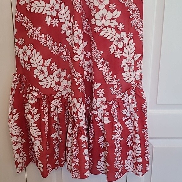 VINTAGE WOMEN'S ROYAL CREATIONS RED & WHITE FLORAL SLEEVELESS HAWAIIAN DRESS L - Picture 3 of 7
